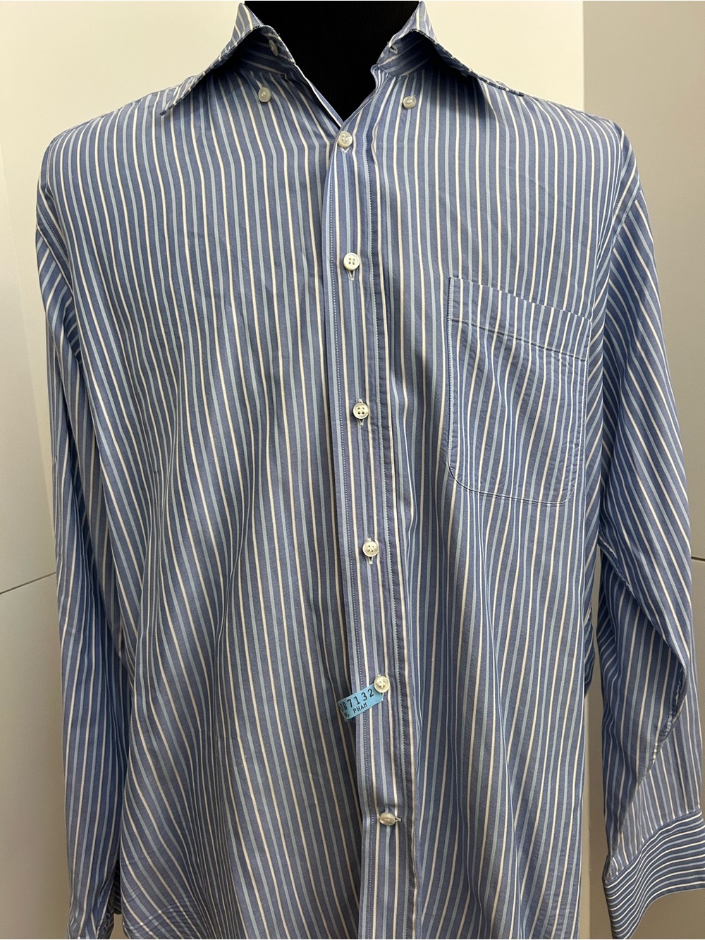 Loro Piana Blue and White Striped Dress Shirt